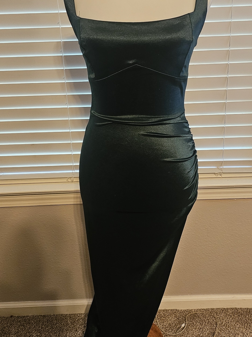 Windsor Black Satin Maxi Dress with Square Neck